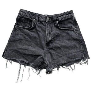 Zara High Waisted Black Denim Shorts